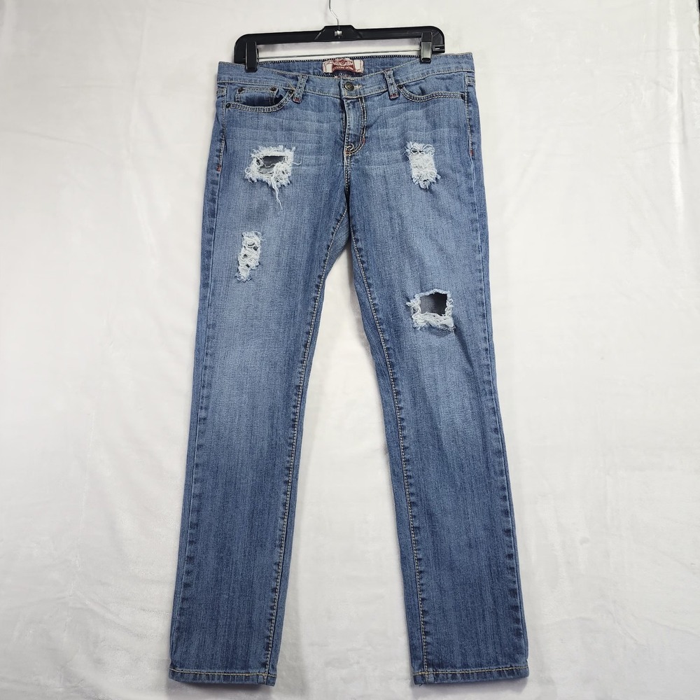 Goodtime Denim Mens Distressed Straight Leg Jeans Blue Size 13 Made in USA 33x31